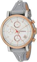 Fossil &apos;Original Boyfriend&apos; chronograaf grijs lederen Dameshorloge - goud - thumbnail