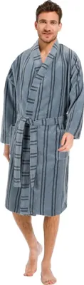 Grijze fleece heren kimono met strepen-XL-54