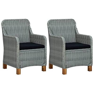 VidaXL Tuinstoelen 2 st met kussens poly rattan lichtgrijs