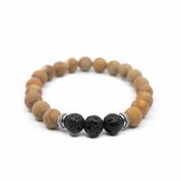 Edelsteen Armband Jaspis/ Lavastenen met Zilverkleurige Ringen - thumbnail