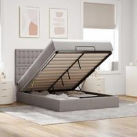 Ottoman bed met matras 140x190cm stof taupe - thumbnail