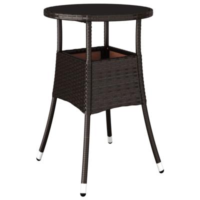 3-delige Tuinset met kussens poly rattan en glas bruin