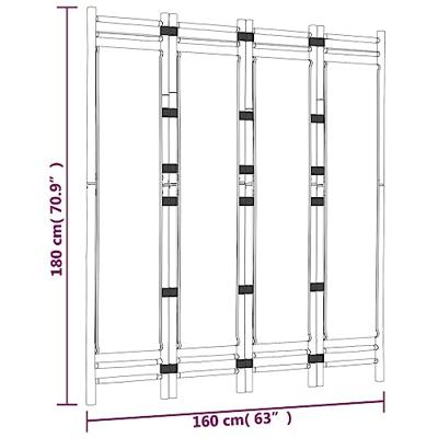 Kamerscherm 4-panelen inklapbaar 160 cm bamboe en canvas Kamerscherm 4-panelen inklapbaar 160 cm bamboe en canvas