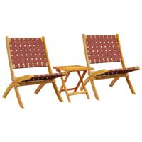 Tuinstoelen 2 st inklapbaar met tafel massief hout rood - thumbnail