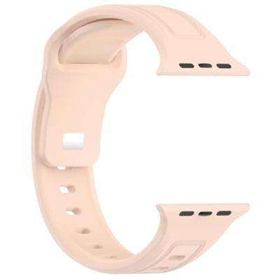 By Qubix - Square siliconen band - Zandroze - Compatible met Apple Watch 44mm / 45mm / 46mm / 49mm - Compatible Apple watch bandjes