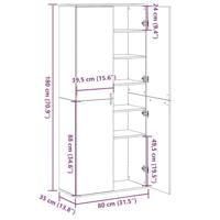 Hoge Kast Oud Hout 80x35x180 cm Bewerkt Hout - thumbnail