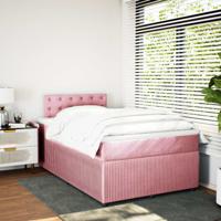 Boxspring met matras fluweel roze 120x190 cm - thumbnail