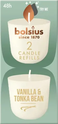 Bolsius 2 Candle Refills Vanilla & Tonka Bean