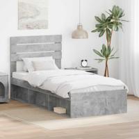 Bedframe met hoofdeinde Beton 90 x 200 cm Massief grenenhout - thumbnail