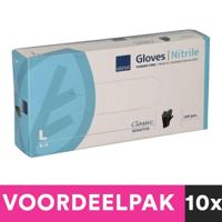 Abena poedervrije nitrile handschoenen maat large 100 stuks zwart voordeelpakket - thumbnail