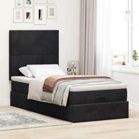 Ottoman bed met matrassen 100x200cm fluweel zwart - thumbnail