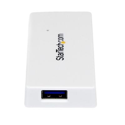 StarTech.com 4-poorts USB 3.0-hub met geïntegreerde kabel, 5 Gbps, draagbare SuperSpeed USB-hub, mini-USB 3-hub, wit (ST4300MINU3W)