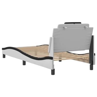 Bedframe "Viana" zonder matras kunstleer wit en zwart 80x200 cm