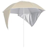 VidaXL Strandparasol met zijwanden 215 cm zandkleurig - thumbnail