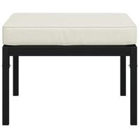 Tuinvoetenbanken met zandkleur kussens 2 st 60x60x35 cm staal - thumbnail