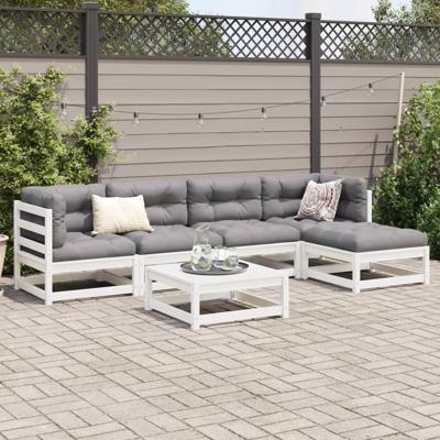 6-delige Loungeset massief grenenhout wit