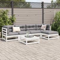 6-delige Loungeset massief grenenhout wit - thumbnail