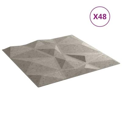 48 st Wandpanelen diamant 12 m 50x50 cm XPS betongrijs