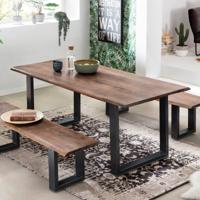 Artistiq Boomstam Eettafel 'Tinata' Acaciahout, 140 x 80cm, kleur Walnoot - thumbnail