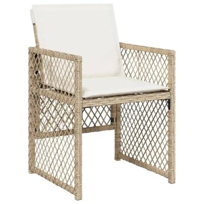 Tuinstoelen 4 st met kussens poly rattan beige - thumbnail