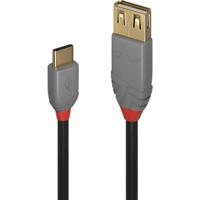 LINDY 36897 0,15 m USB 2.0 type C aan A adapterkabel, antraciet - thumbnail