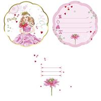Haza Witbaard Uitnodigingen prinses, 6st. - thumbnail