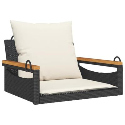 Schommelbank met kussens 63x62x40 cm poly rattan zwart Schommelbank met kussens 63x62x40 cm poly rattan zwart