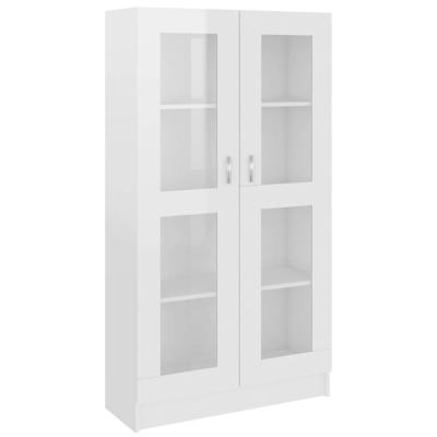 Vitrinekast 82,5x30,5x150 cm bewerkt hout hoogglans wit