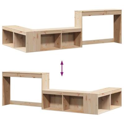 Nachtkastje met bureau 232x122x75 cm massief grenenhout
