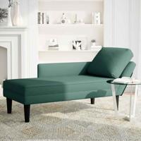 Chaise longue met kussen&rechterarmleuning fluweel donkergroen - thumbnail