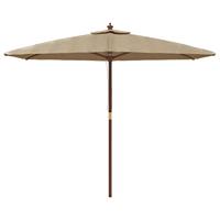 Parasol met houten paal 299x240 cm taupe - thumbnail