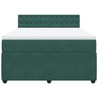 Boxspring met matras fluweel donkergroen 140x190 cm - thumbnail