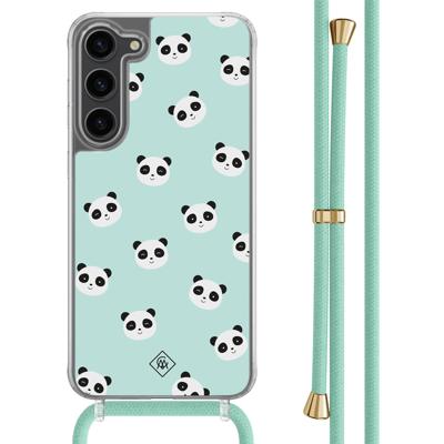 Samsung Galaxy S23 Plus hoesje met mint koord - Panda print