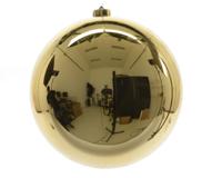 Decoris grote kerstbal glans licht goud 20cm - thumbnail