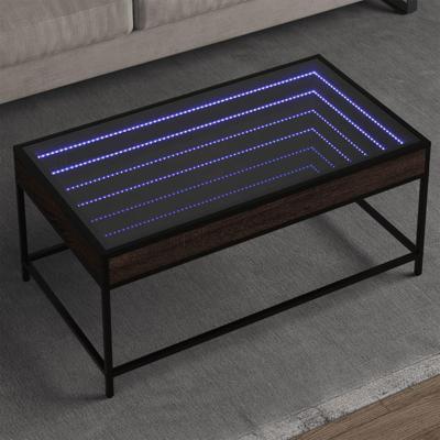 Salontafel met Infinity LED 90x50x41 cm bruin eikenkleurig