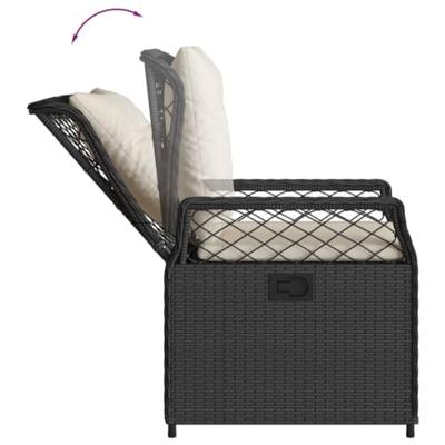Tuinstoelen 2 st verstelbaar poly rattan zwart