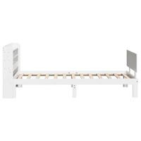 Bedframe met hoofdbord massief grenenhout wit 75x190 cm - thumbnail