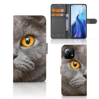 Telefoonhoesje | Met pasjeshouder | Xiaomi Mi 11 Britse Korthaar Telefoonhoesje | Met pasjeshouder | Xiaomi Mi 11 Britse Korthaar