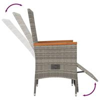 5-delige Tuinset met kussens poly rattan grijs - thumbnail