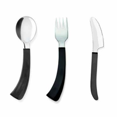 Amefa bestek set 3 delig gebogen rechts lepel en vork en mes recht