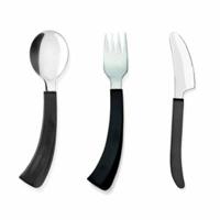 Amefa bestek set 3 delig gebogen rechts lepel en vork en mes recht - thumbnail