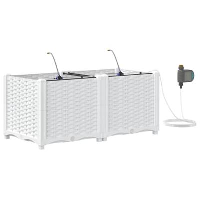 VidaXL Tuin bloempot 2 pcs wit staal