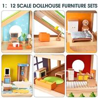 Hape houten 4 seizoenen poppenhuis met meubels - thumbnail