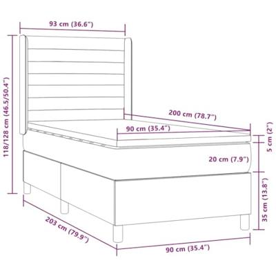 Boxspring met matras en LED stof donkerbruin 80x200 cm