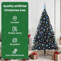 VidaXL Kunstmatig voorverlicht kerstboom met 300 led zwart 180 cm pvc - thumbnail