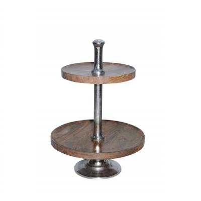 Houten Ronde Etagère 2 Lagen (50 cm)