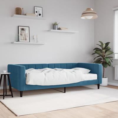 Slaapbank met matras 90x200 cm fluweel blauw