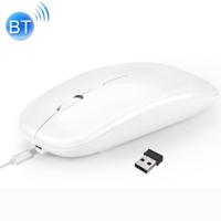 HXSJ M90 2.4 GHz ultradunne Mute oplaadbare dual-mode draadloze Bluetooth Notebook PC Mouse (wit) - thumbnail