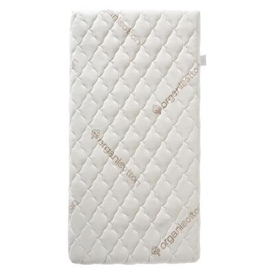 Babymatras van biologisch katoen - 60x120x10 cm - 100% katoen - Afneembare hoes - Geen chemische behandeling