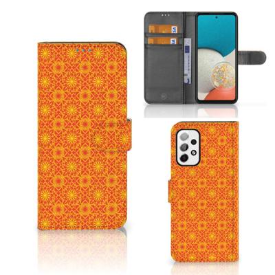 Samsung Galaxy A73 5G | Telefoon Hoesje | Batik Oranje | Portemonnee hoesje